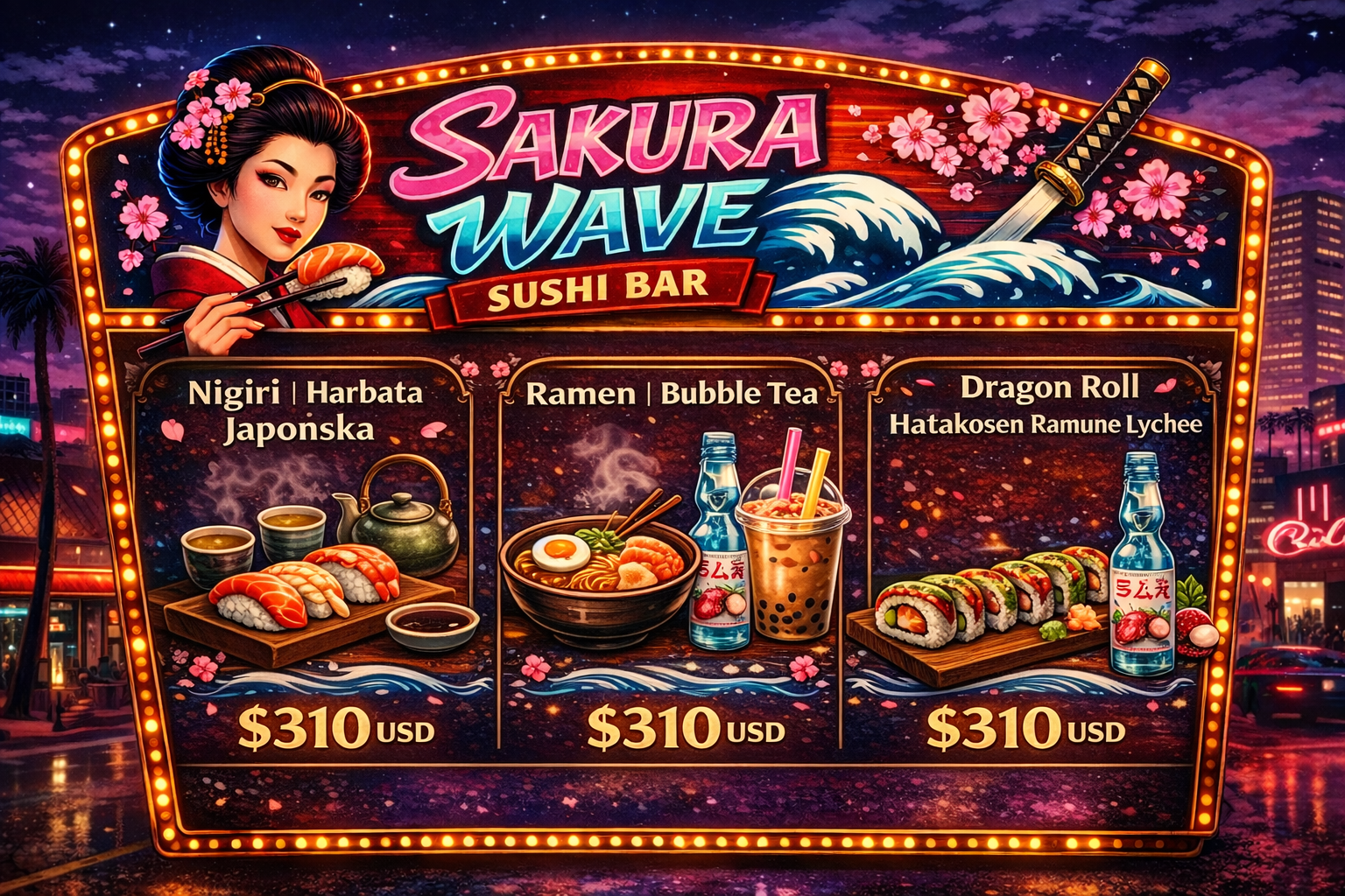 Sakura Wave Menu Card